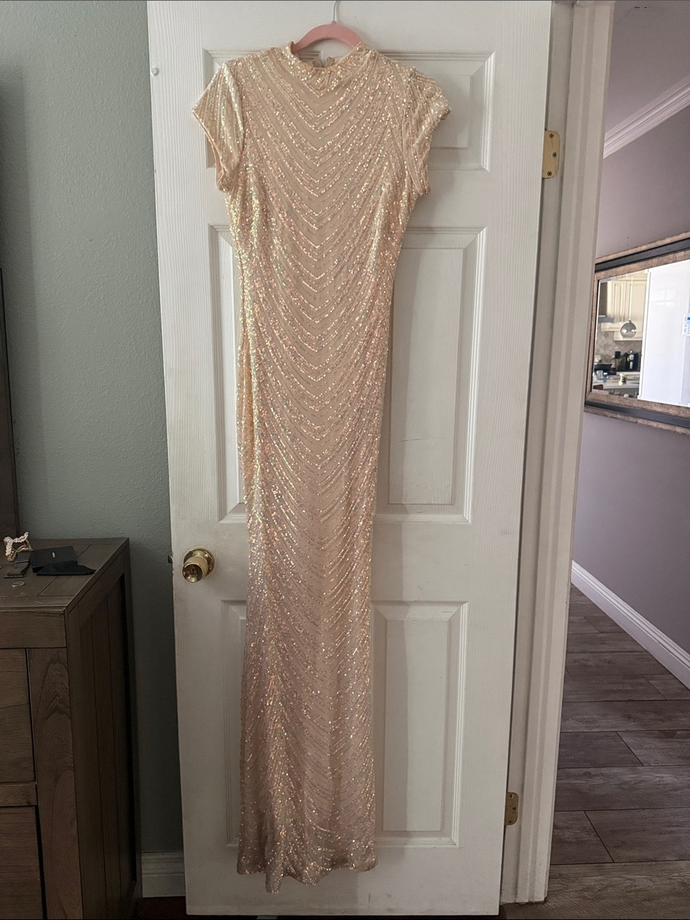 Windsor Blush Sequin Floor-Length Prom Dress